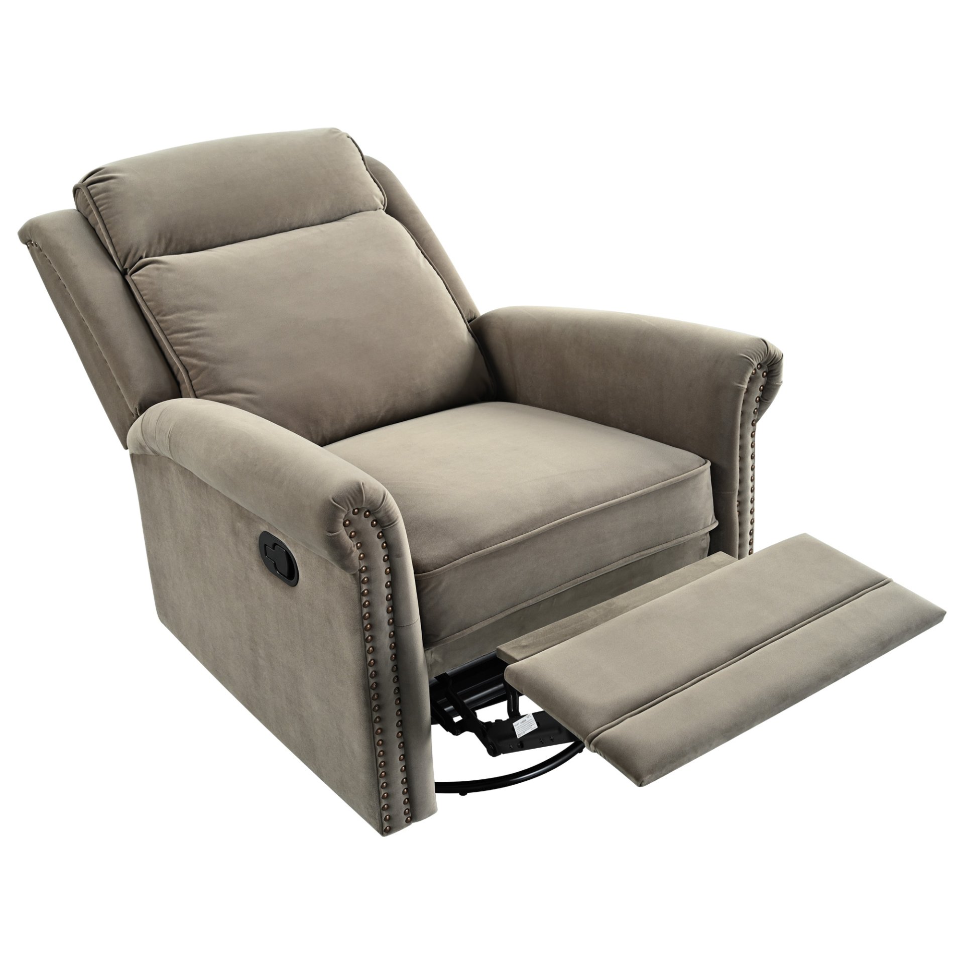 360 Degrees Swivel Recliner Manual Rocking With Adjustable Backrest For Living Room - Light Brown - Image 14