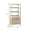 Transitional Wide Reeded Bookshelf With Drawers On Bottom - Oak - Image 13