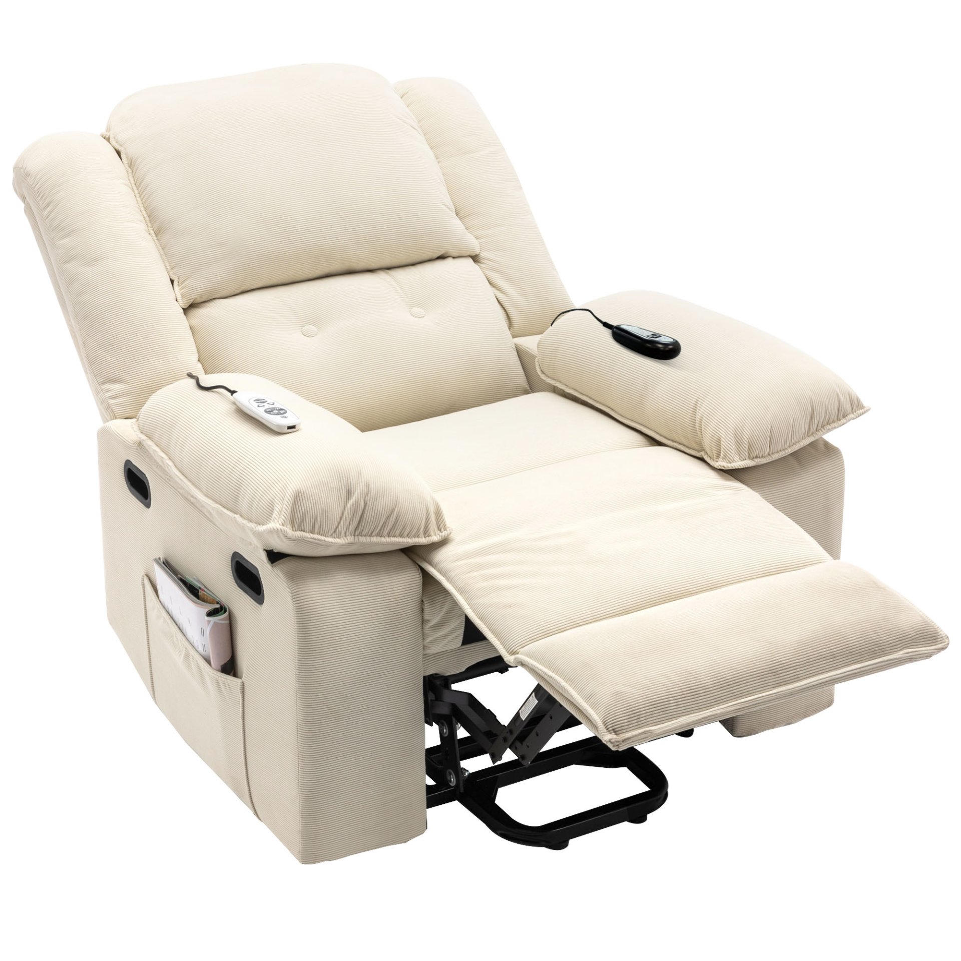 Massage Recliner, Power Lift Chair With Adjustable Massage And Heating Function, Recliner Chair & Infinite Position And Side Pocket For Living Room - Beige - Image 16