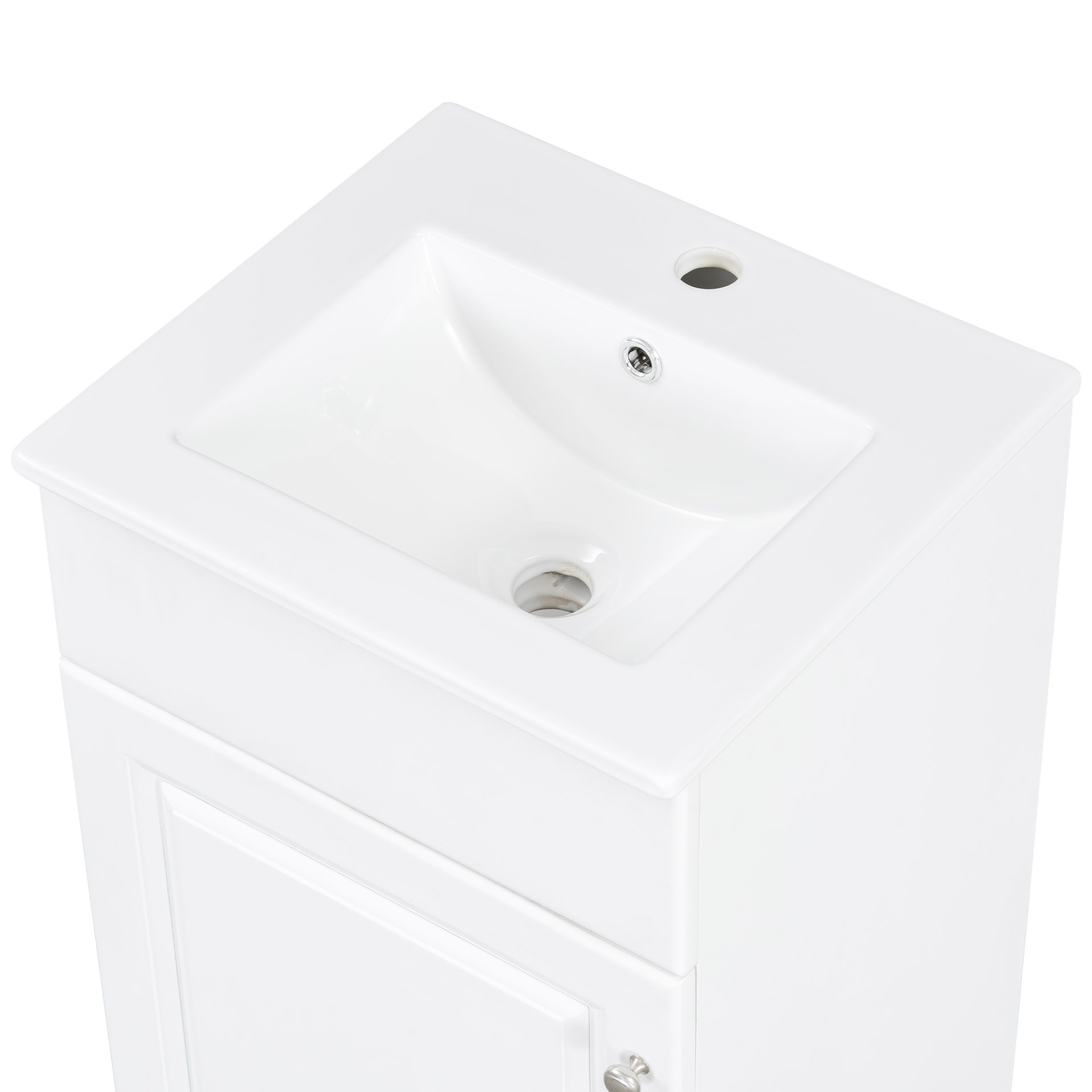 18" Bathroom Vanity With Sink, & Ceramic, Adjustable Shelf - White - Image 20