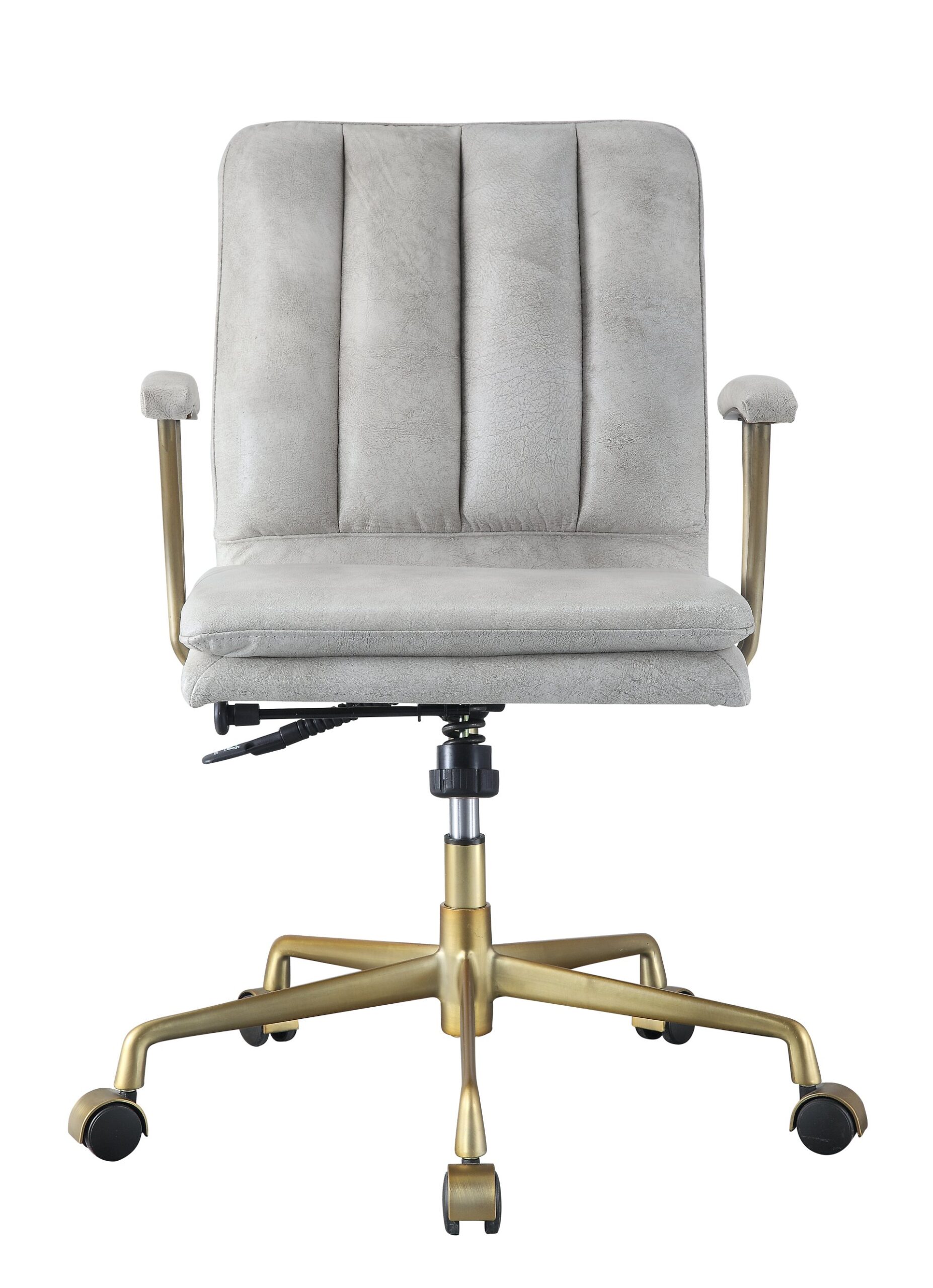 Damir - Vintage Top Grain Leather Office Chair - Antique White / Vintage - Image 7