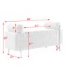 Elegant Upholstered Linen Storage Bench With Cylindrical Arms And Iron Legs - Beige - Image 2