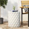 Outdoor Lightweight Concrete, Side Table - Antique White - Image 2