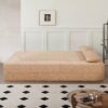 2 In 1 Convertible Sofa Bed, Full Size Folding Loveseat Couch With Soft Teddy Fabric, Floor Sofa Mattress With 2 Pillows, Space Saving Futon For Small Living Room, Dorm - Apricot - Image 5