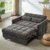 Loveseat Sofa Pull Out Sofa Bed Tufted Sleeper Sofa With An Adjustable Backrest, 3 USB Ports And 2 Lumbar Pillows For Living Room - Gray - Image 12