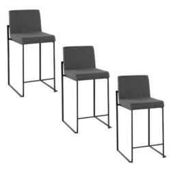 Fuji - Contemporary High Back Counter Stool (Set of 3) - Black / Charcoal