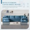 Modular Sectional With Deep And Wide Seat, U Shaped Cloud Couch Set With Double Cushions 6 Seat Sofa With Movable Ottomans Oversized - Blue - Image 8