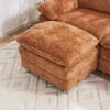 Modern Deep 3 Seat Sofa Couch With Ottoman, Polyester Sofa Sleeper Comfy Upholstered Furniture For Living Room - Orange - Image 8