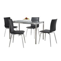 Fuji Mason - Upholstered Swivel Contemporary Dining Set, Glass, 5 Piece - Black / Multicolor