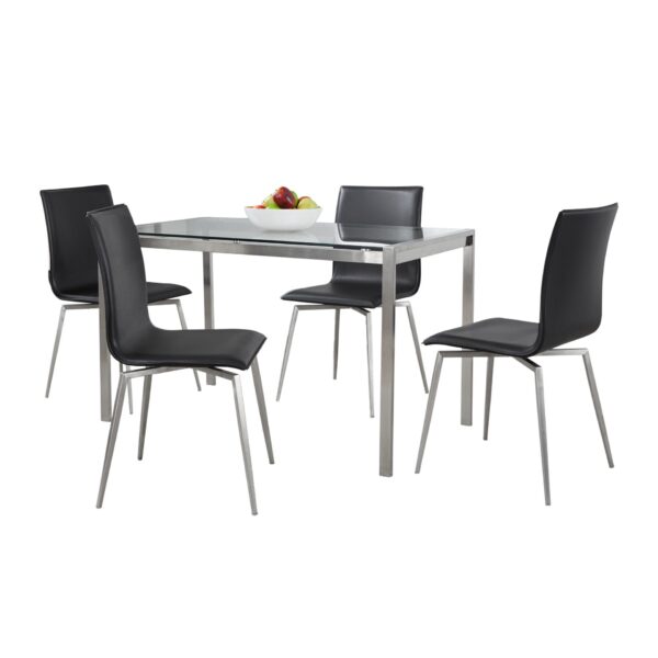 Fuji Mason - Upholstered Swivel Contemporary Dining Set, Glass, 5 Piece - Black / Multicolor