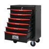 Rolling Metal Tool Chest With 6 Drawers, 20" Steel Storage Cabinet With Ball Bearing Slides - Black / Red - Image 11