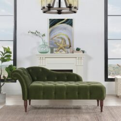 Samuel - Tufted Roll Arm Chaise Lounge - Olive Green