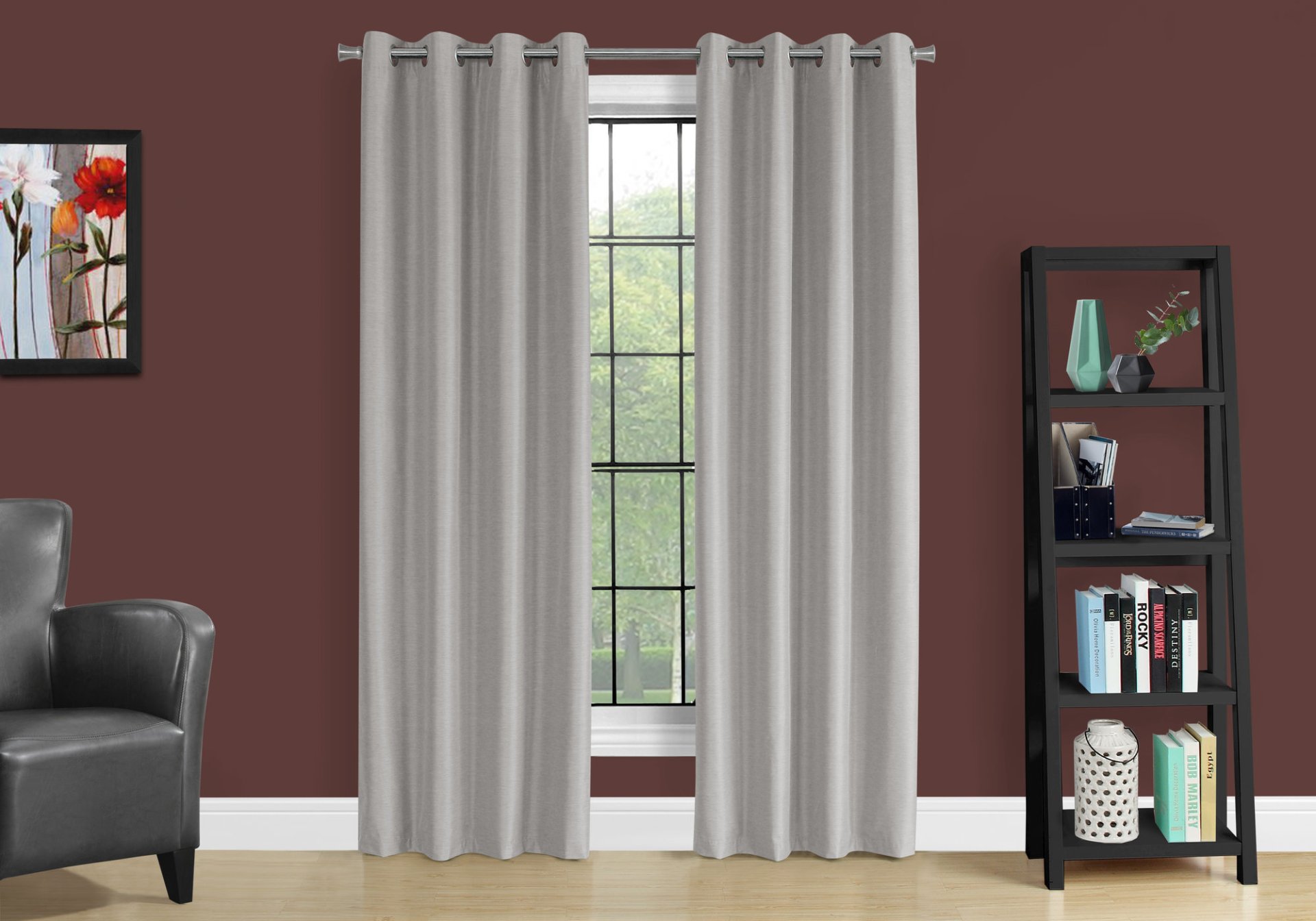 2 Pieces Set, Curtain Panel, 100% Blackout, Grommet, Contemporary & Modern - Silver - Image 4