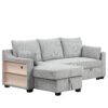 Pull Out Sleeper Sofa L-Shaped Couch Convertible Sofa Bed With Storage Chaise, Storage Racks And USB Ports - Light Gray - Image 13