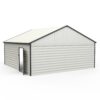Double Garage Metal Shed With Side Entry Door, Can Storage Power Tools, Motorized Machinery, Farm Equipment, Pick Up Truck - Cream - Image 7