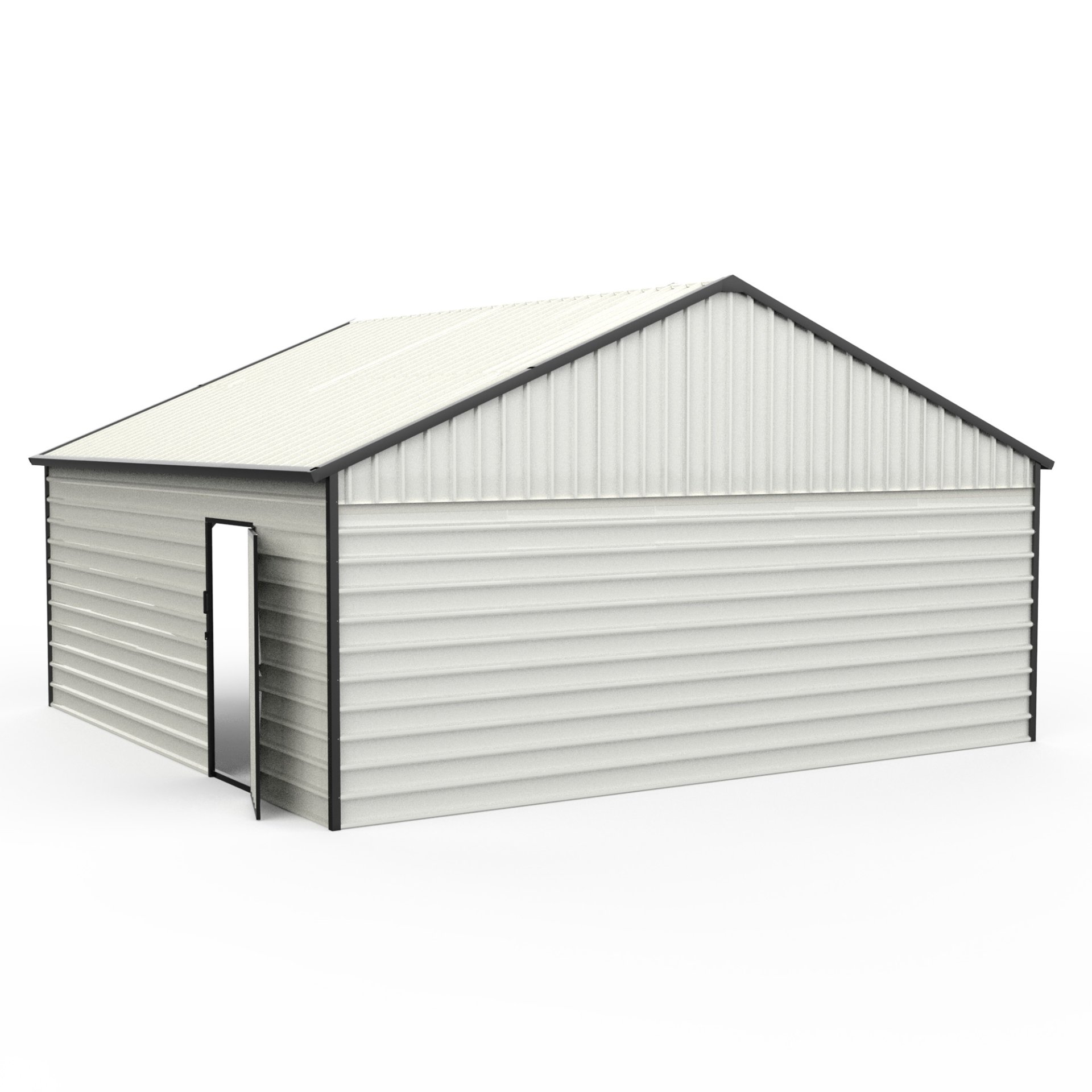 Double Garage Metal Shed With Side Entry Door, Can Storage Power Tools, Motorized Machinery, Farm Equipment, Pick Up Truck - Cream - Image 7