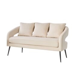 Open Back Loveseat Settee With 3 Pillows - Beige