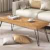 Modern Coffee Table Tea Table, Thicken Cocktail Table With With Chevron Pattern & Metal Hairpin Legs For Living Room - Natural - Image 17