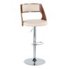 Cecina - Mid-Century Modern Adjustable Height Barstool With Swivel With Oval Footrest (Set of 2) - Chrome / Walnut / Cream - Image 2