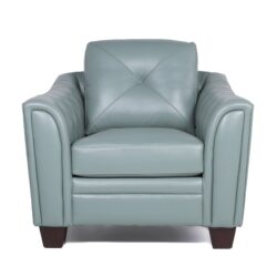 Modern Tufted Leather Chair - Seafoam