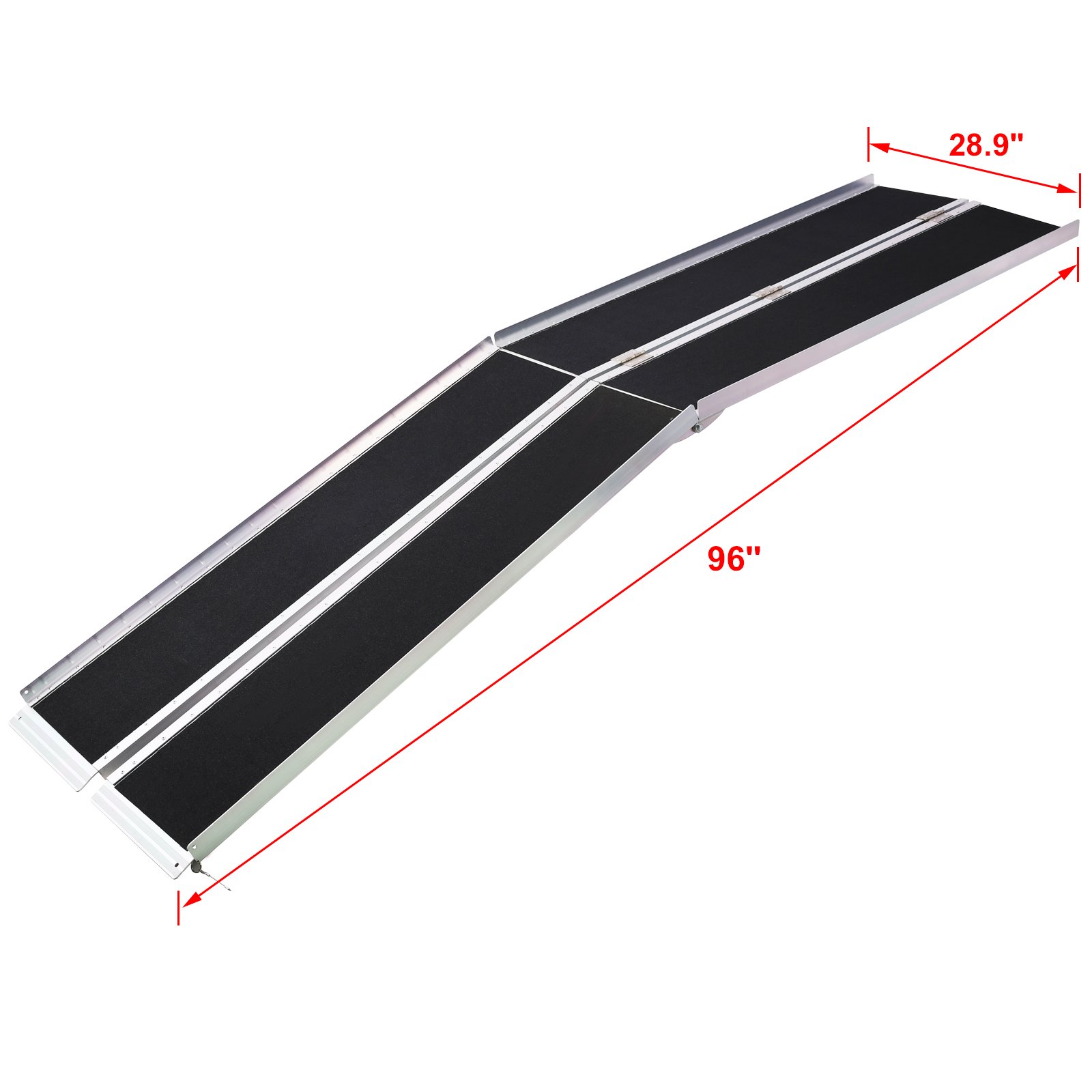 Portable Foldable 8Ft Wheelchair Ramp Non Skid Aluminium 600Lb Capacity 2 Piece Design - Silver - Image 8