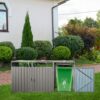 Garbage Bin Shed Stores 3 Trash Cans Metal Outdoor Bin Shed For Garbage Storage, Stainless Galvanized Steel, Bin Shed For Garden Yard Lawn - Gray - Image 2