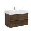 Alice - 36" Bathroom Vanity With Sink, Large Storage Wall Mounted Floating Bathroom Vanity For Modern Bathroom, One-Piece Sink Basin Without Drain And Faucet - White / Walnut - Image 9