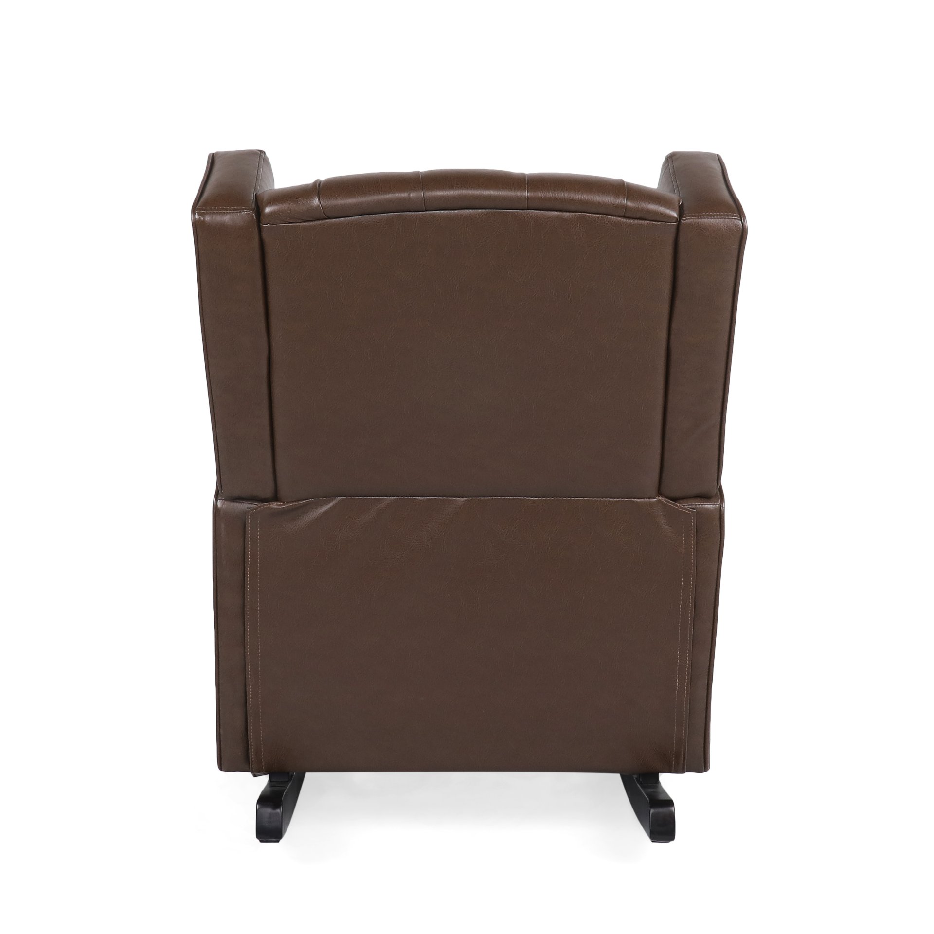 Amedou - Contemporary Tufted Wingback Rocking Chair - Dark Brown - Image 10