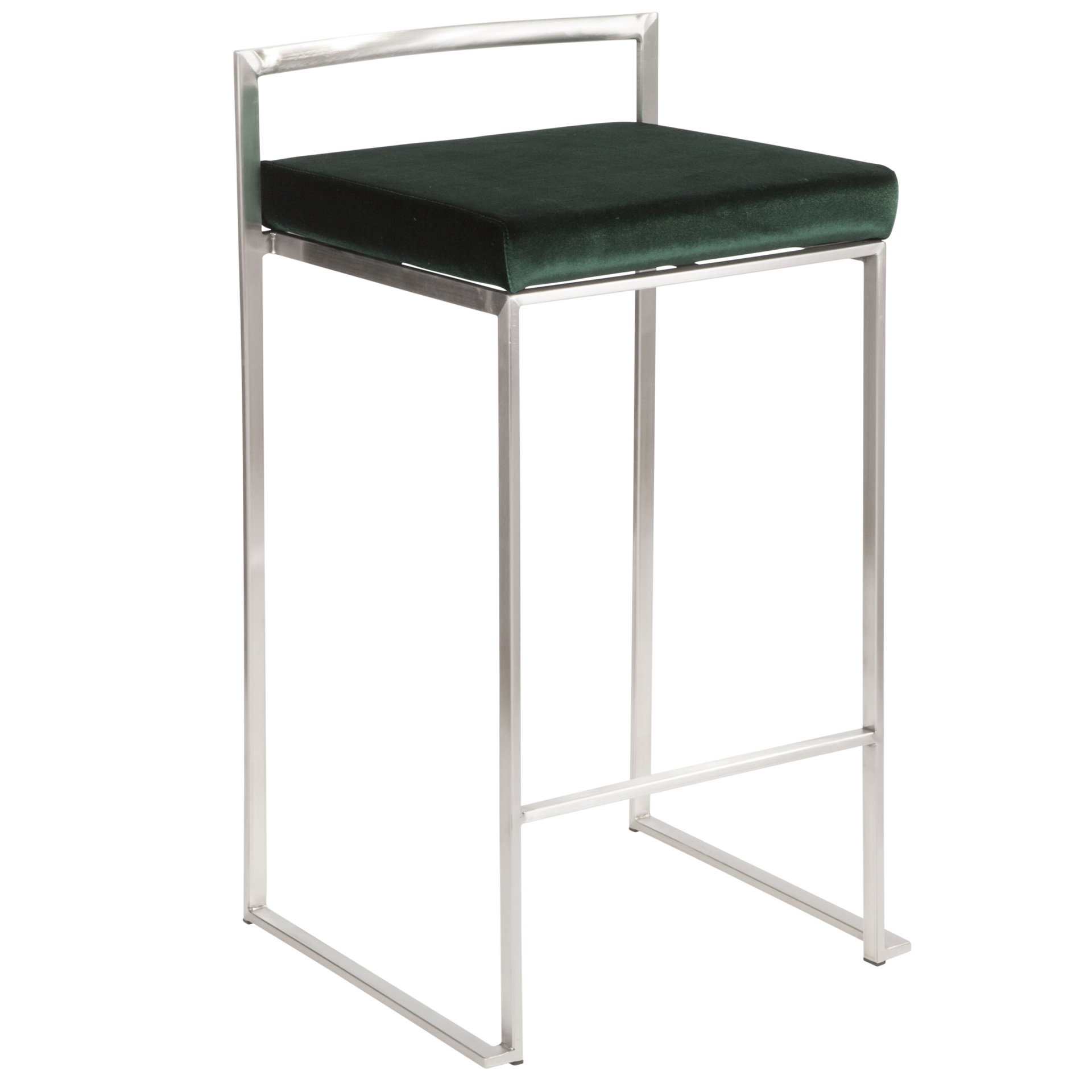 Fuji - Contemporary Stackable Counter Stool (Set of 2) - Green - Image 2