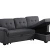 Lucca - Linen Reversible Sleeper Sectional Sofa With Storage Chaise - Dark Gray - Image 6