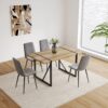 Modern Upholstered Dining Chairs (Set of 4) With Linen Cushion Seat And Sturdy Metal Legs - Light Gray - Image 4