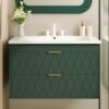 Wall Mounted Bathroom Vanity With Resin Sink, Floating Bathroom Storage Cabinet With 2 Drawers, Bathroom Cabinet - Green - Image 23