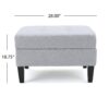 Contemporary Storage Ottoman With Tufted Waffle Stitching - Light Gray - Image 3