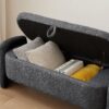 Ottoman Oval Storage Bench, 3D Lamb Fleece Bench With Large Storage Space For The Living Room, Entryway And Bedroom - Dark Gray - Image 6