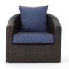 Nimbus - Outdoor Swivel Club Chair With Rattan Wicker Cover - Brown / Navy Blue - Image 5