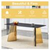 Patterned Slab Dining Table With Golden Stainless Steel Butterfly Legs - Black / Gold - Image 8