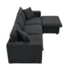 Modern Sectional Sofa With Throw Pillows, Cloud L Shaped Couch Set With Wide 4 Seat Comfy Couch Set With Movable Ottoman - Black - Image 6