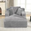 Modern Full Compressed Chaise Lounge Sofa Bed With Removable Pillows, Upholstered - Gray - Image 6