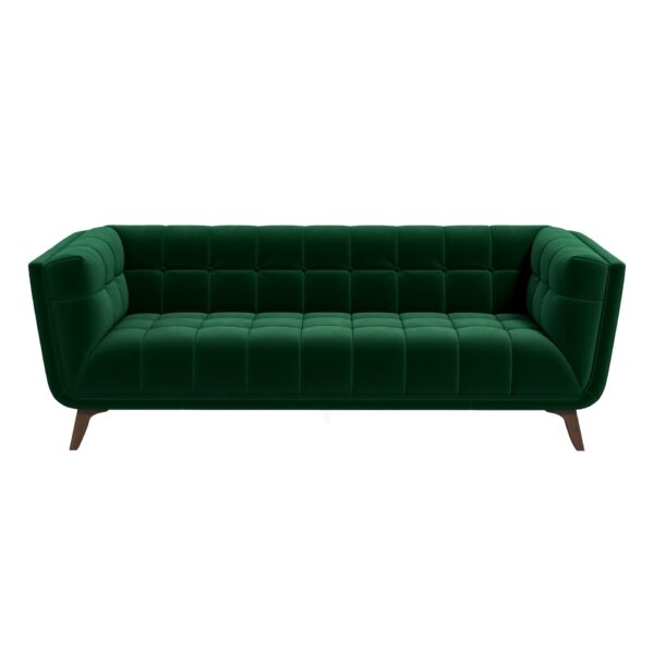 Addison - Large Velvet Sofa - Dark Green / Green