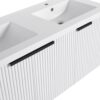 Contemporary Wall Mounted Bathroom Vanity With Resin Double Sink & Soft Close Doors - White - Image 13