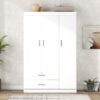 3 Door Wardrobe With 2 Drawers - White - Image 11