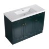 Modern Freestanding Bathroom Vanity With White Resin Sink & 3 Soft Close Cabinet Doors - Dark Green - Image 7