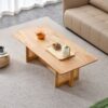 Rubber Wood And Solid Wood Coffee Table Modern Minimalist Rattan Weaving Design, Living Room Balcony, Multifunctional Small Sized Furniture - Natural - Image 7