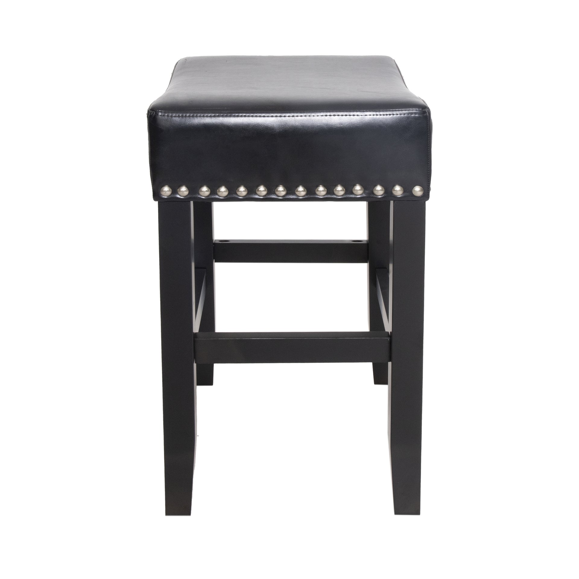 Soltique - Backless Dining Counter Stool With Leather Upholstered And Nailhead Trim (Set of 2) - Black - Image 6
