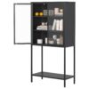 Heavy Duty Metal Storage Cabinet, Sideboards & Buffet, Display Storage Cabinet With Glass Doors And 2 Adjustable Shelves, Tall Bookcase Modern Bookshelf Cabinet For Home Office, Living Room - Black - Image 12