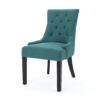 Dining Chair (Set of 2) With Upholstered Diamond Tufting And Espresso Birch Legs - Teal - Image 9
