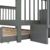 Full Over Full Stairway Bunk Bed With Twin Size Trundle, Storage And Guard Rail For Bedroom - Gray - Image 10