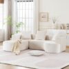 Modular Sectional Sofa With L Shape Chaise, Cloud Sectional Modern Sleeper Couch With Deep Seat, Sponge Compression Sofas - Beige - Image 4