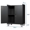 2 Door Tool Cabinets For Garage, Lockable Garage Storage Cabinet, Locking Storage Cabinet With Wheels, Rolling Tool Chest - Black - Image 3