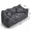 Comfortable Dual Beanbag Chair With High Resilience Foam Core For 2 People - Black - Image 3